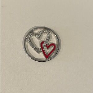 Origami Owl Silver and Red Heart Locket Plate
